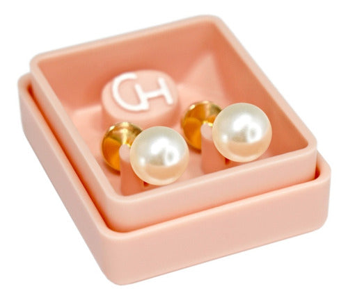 18k Gold Pearl 6mm Baby Girl Women Ear Threader Earrings Set of 2 - Joyas Mayre 0