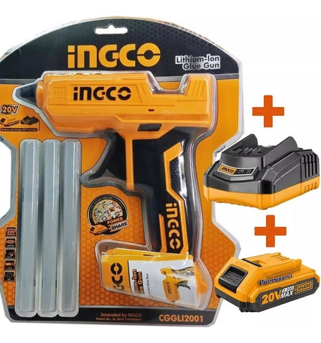 Ingco Hot Glue Gun + 20V Battery + Charger CGGLI2001 1