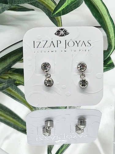 Izzap Joyas Aros Pasantes Doble Cristal 5