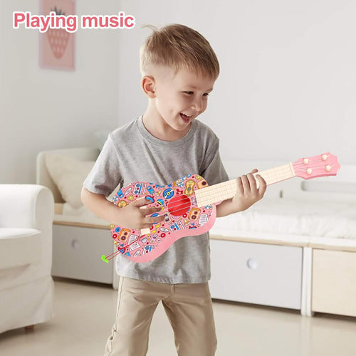 LeeQee 21-inch Ukulele for Kids, 4-string Guitar with Pick 6