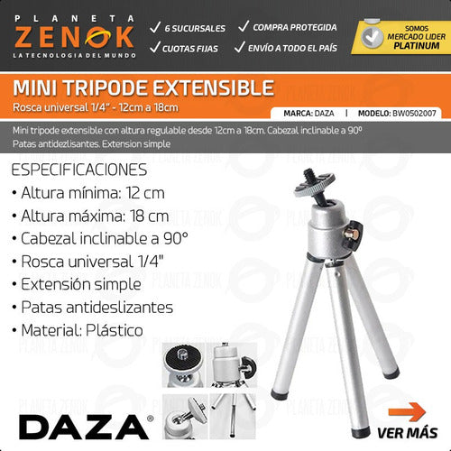 Daza Mini Tripod Compact Portable Camera Photos Video Extendable 1