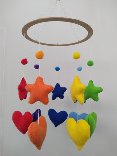 Nahuel Fulleda Montessori Baby Crib Mobile with Hearts and Stars - Handmade 5