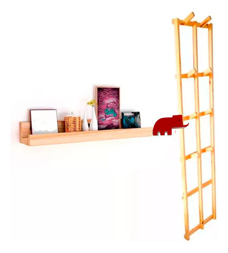 Solid Wood Coat Rack + Shelf for Pictures, Books - Nordic Design 0