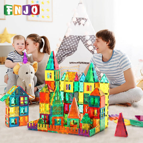 FNJO Magnetic Building Blocks STEM Set of 110 Pieces for Preschool 1