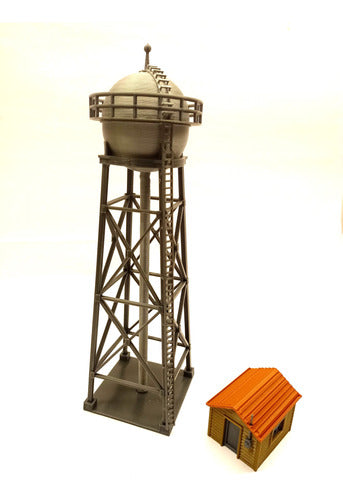 Water Tank Sphere + HO 1/87 Scale House for Model Trains 3D Printed 0