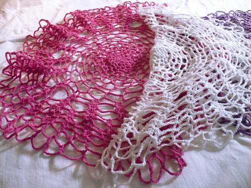 Set of 3 Crocheted Circular Openwork Decorative Doilies X3 4