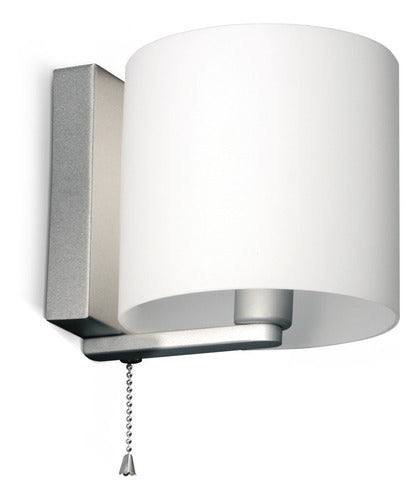 LED Bedside Wall Lamp with Glass Opal Satin Cylinder Shade - Dabor 0