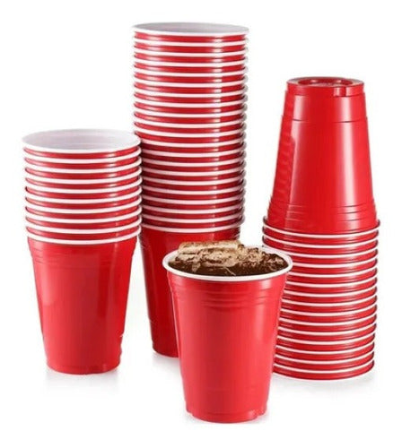 Disposable Red Blue Plastic American Cup 300cc x25 Units 3