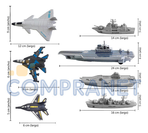 Compranet Set De Portaaviones, C/aviones Y Barco Militar - 13213 3