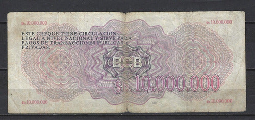 B127 Bolivia Billete Emergencia 10 Millonones 1985 P-192 2