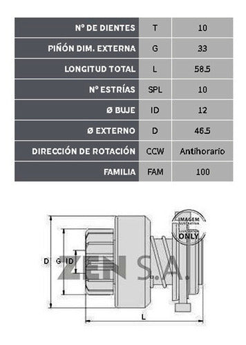 Impulsor Arranque Bosch Ford F1000 Nafta 10d. 10e. 1