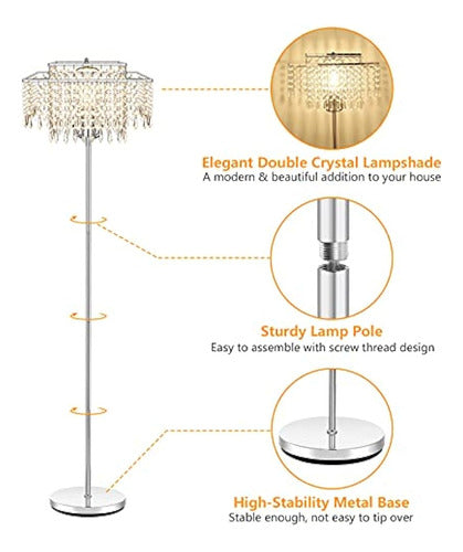 Lámpara De Pie De Cristal De Doble Capa Para Dormitorio, Lám 2