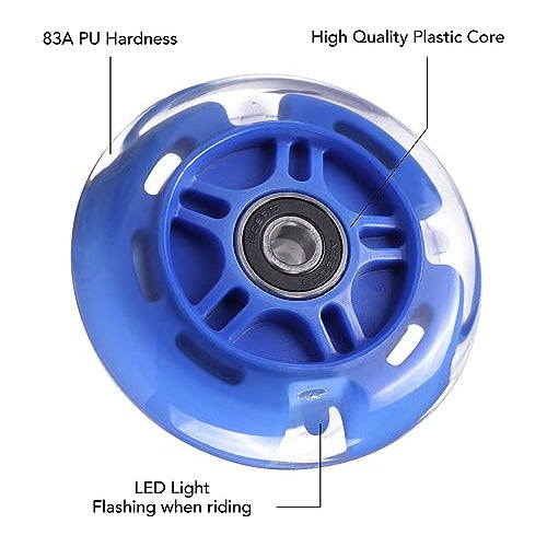 Rueda De Patineta Infantil 80mm Con Luces Led Azul 2