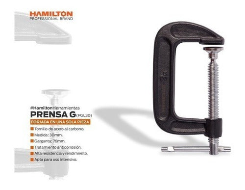 Prensa Tipo G Sargento 3 PuLG 76 Mm Hamilton Pgl30 1