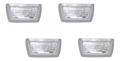 Luz Cortesia Cabine Em Abs Branca 3 Leds Azuis Trapezio 4un 0