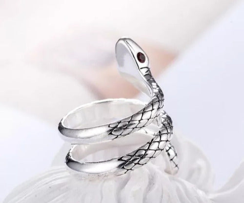 Rose.Mvd Adjustable Silver Plated Snake Ring 3