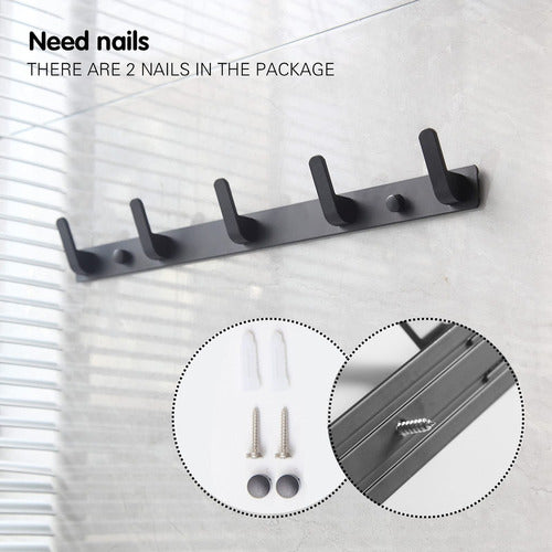 Ninegridisland Matte Black Wall Hooks for Bathroom Towels, Set of 5, Steel 4