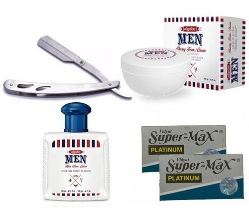 Navaja + Hojas De Afeitar + Crema + After Shave Kit Barba 0