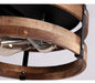 2-light Rustic Flush Mount Light Fixture Oak Wood Round Drum 4