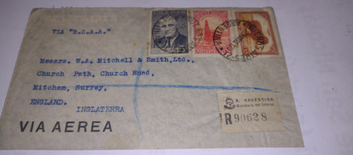 Argentina Sobre Estampillas 1946 A Inglaterra  Certif Vía Ae 0