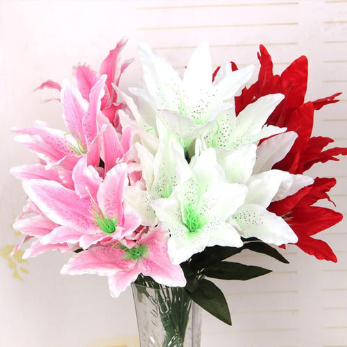 Artfen Artificial Lily 10 Heads False Lily Flower Party 1