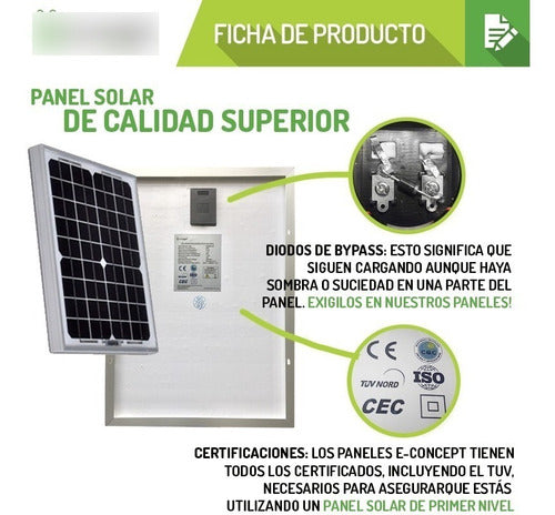 Solar Panel 20 Watt + 10A Regulator + 7A Battery Kit 1