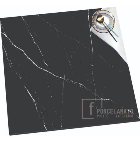 F Porcelanato Pulido Negro Marquina 60x60 Rect 1era 0