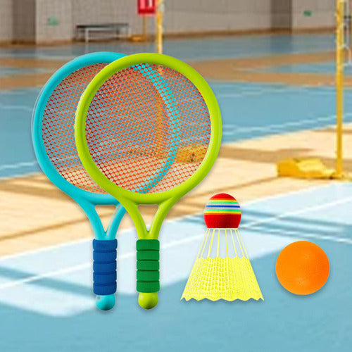 M Conjunto De Tênis De Badminton Infantil Azul E Verde 7