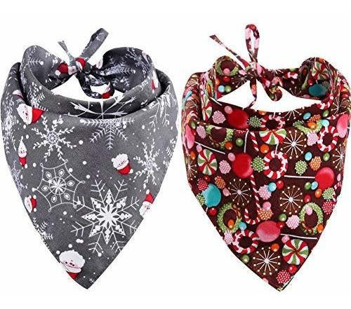 Kzhareen 2 Pack Christmas Dog Bandana Reversible Triangular 0