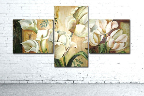 DECODOMUM Modern Triptych Decorative Frame 130x80/147x80cm Flowers 0