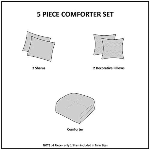 Intelligent Design Juego De Edredón Daryl De 5 Piezas De Diseño Inteligente, Full / Queen, Gris 4