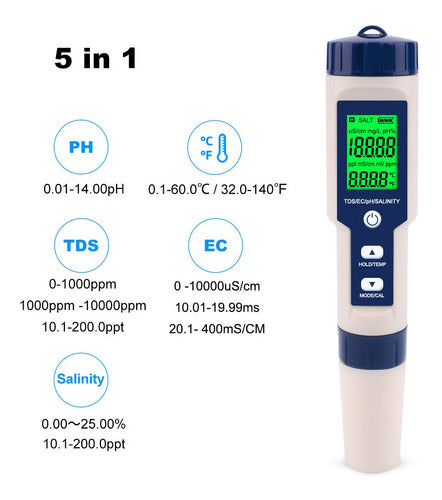 Medidor Digital De Calidad Del Agua 5 En 1 Ph Tds Ec Circuit 2