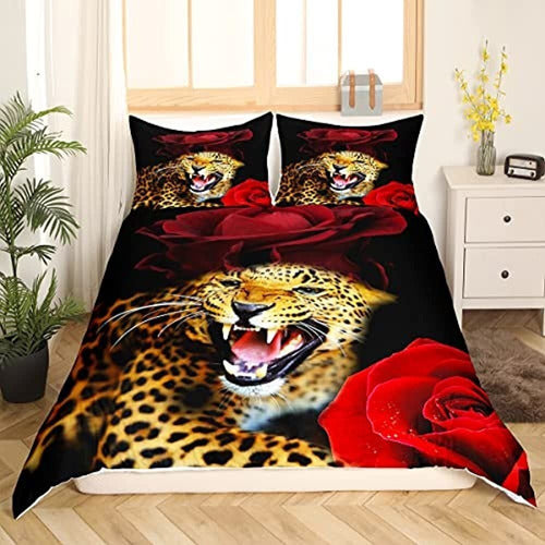 Juego De Ropa De Cama De Leopardo Para Adultos, Niños, Rosa 1