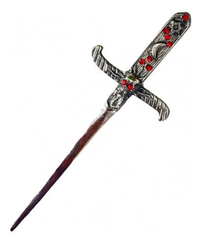 Athame Crânio Em Metal Prateado Envelhecido 19 Cm 0