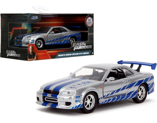 Coche Nissan Skyline Gt-r En Plata/azul, 12,7 Cm De Largo 0