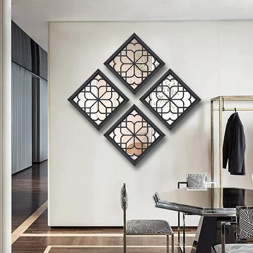 Wocred 2 Pcs Square Wall Mirror, Magnificent Mirror Set 4