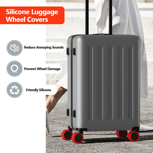 Awinner 8 Pack Luggage Wheels Covers - Silicone Protector Covers Red 1