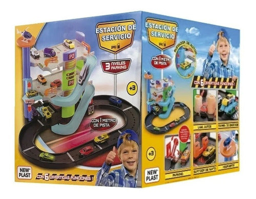 New Plast Service Station Toy 3 Levels Track 0