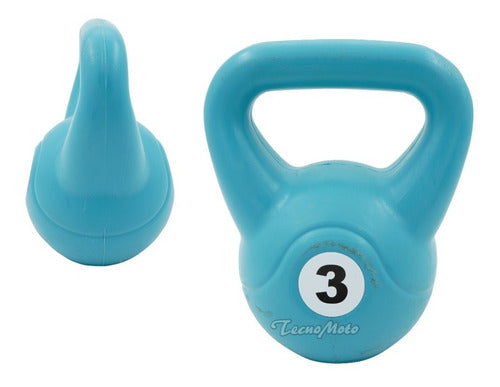 Tecnomoto 3kg Green PVC Kettlebell Russian Weight Functional Fitness Gym 0