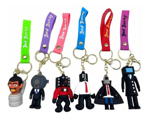 Combo of 6 Skibidi Toilet Rubber Keychains Collection 0