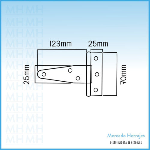 Mercado Herrajes Bisagra Tipo T 10 De Hierro Pulido 5 Pulgadas X Par 1
