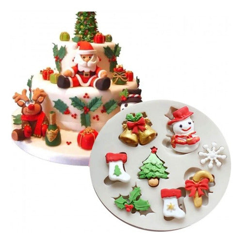 Molde De Silicone Mini Acessorios De Natal 8 Cav 0