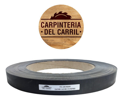 Cantochap Tapacanto PVC Lino Negro 0.40 Mm X 40 Mm X 10 M S/ Pegamento 0