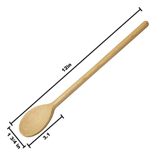 12inch Long Handle Wooden Cooking Mixing Oval Spoons Beechwo 5