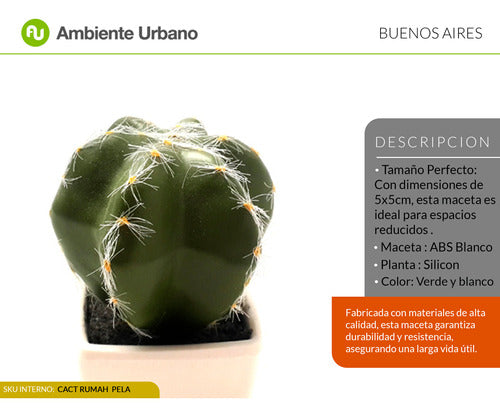 Ambiente Urbano Cactus Artificial Decorativo Con Maceta Bonete De Obispo 5x5 1