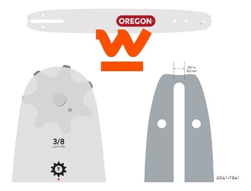 Oregon - Husqvarna 16'' Chain Saw Bar and Chain for Makita EA 4301 0