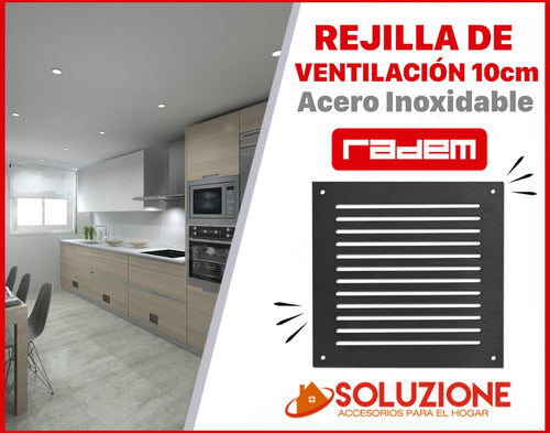 Rejillas Ventilación Muebles Hogar Acero Inox. 10 X 10 Negro 1