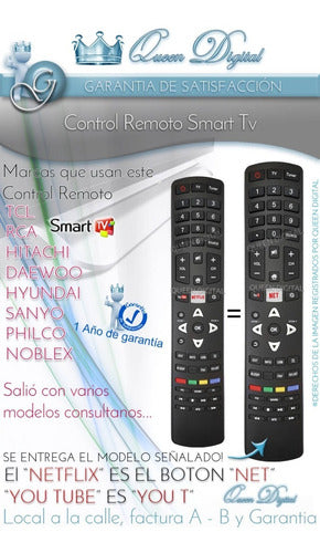 Queen Digital Smart Remote Control for Tcl Rca Hitachi Rc3100l14 C3100l18 1