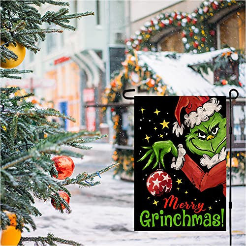 Decoracion Navideña Bandera Grinch Doble Cara 30x45 Cm 4