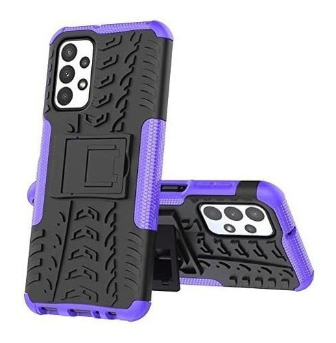 IMIRST Military Grade Case for Galaxy A23 5G - Black/Purple Support 0